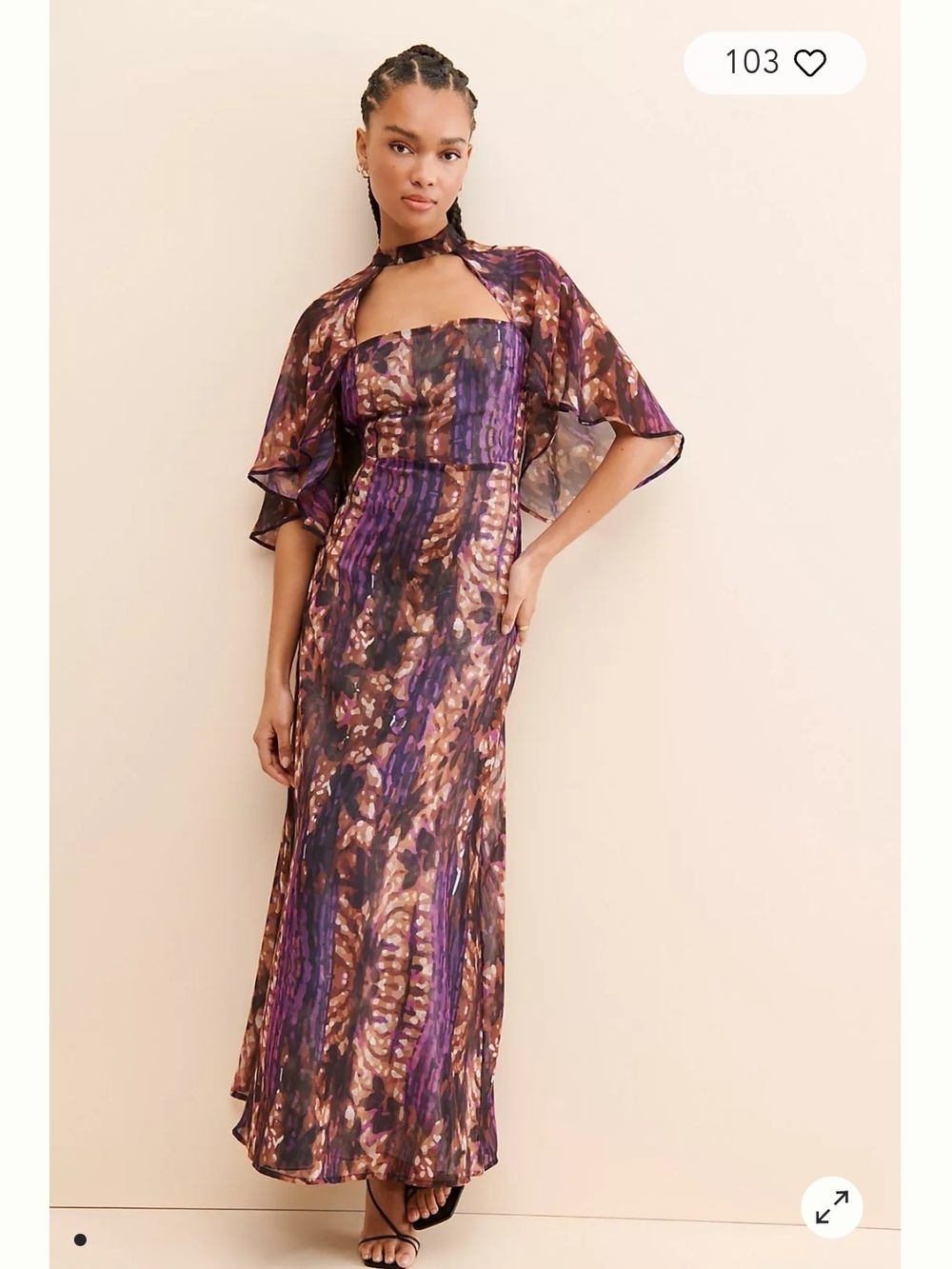 Anthropologie Laagam Renata Cape Maxi Dress Size M